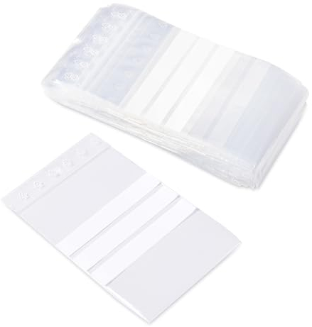 Pakico | 100 Plastiktüten 6 x 8 cm Klare wiederverschließbare mit Etiketten | ZIP Beutel | Dick | Verschlussbeutel | Lebensmittelbeutel | Gewürze | Nüsse | Kaffee | Hebrata | Ziplock-Beutel