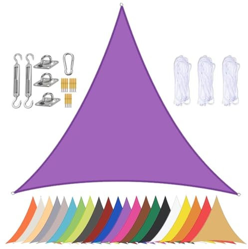 Vela Ombreggiante Triangolare Tenda da Sole per Esterno Giardino Impermeabile Tende Vela Parasole 90% UV Protezione Telo Ombreggiante con Occhielli Porpora 2x2x2m