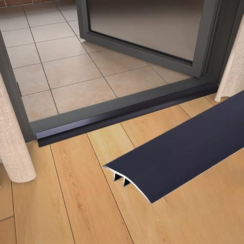 YOHIEE Alu Übergangsprofil Höhenausgleich 8mm-18 mm, Wasserdicht Abdeckleisten für Fußböden Teppich Laminat Übergangsschiene, Rampe Übergangsleiste(Black,Length 80cm/31.5in)