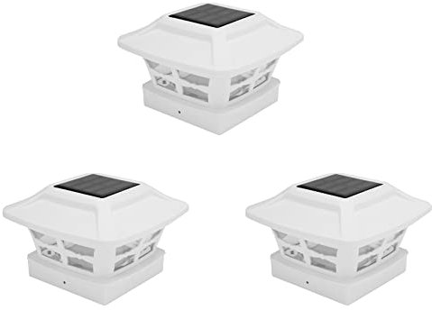 ISTOVO 3X Solar Post Cap Lights 2 Lighting Modes LED Deck Fence Cap Lights for Wooden Posts Garden Decoration Warm White