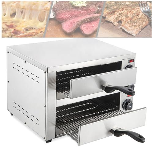 Llchaensc Forno Elettrico Professionale per Pizza 300°C A Due Ripiani per Ristorante Camion di Cibo 2640W Acciaio Inox