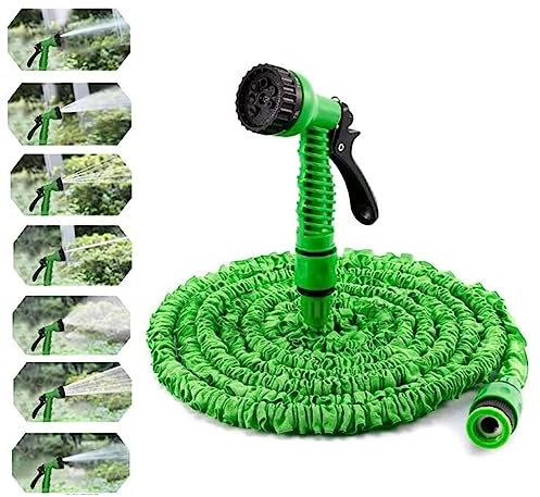 SFQEVHRZ Bewässerungsschlauch， Gartenschlauch, erweiterbares Wasserrohr, Flexibler Wasserschlauch mit 7-Funktions-Sprühpistole for die Bewässerung im Freien – robuste 3 x erweiterbare Schläuche(5m)