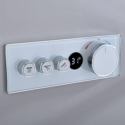 GLYYR Mitigeur Thermostatique Douche Encastré 3 Voies, Robinet de Douche avec Affichage Numérique, et Contrôle de Température Constant pour Système de Douche de Salle de Bain