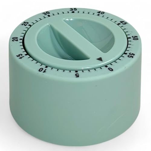 MIJOMA Küchentimer mechanisch – Eieruhr 60 Minuten – manueller Kurzzeitwecker ohne Batterie für Kochen Backen Lernen und Alltag (Rund Minze)