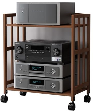 Mueble Equipo Hifi Gabinete de soporte para medios de audio y video de 2, 3, 4 y 5 niveles, organizador de consola de juegos independiente/estante de audio de esquina rodante con rueda(B,77cmx50cm/30i