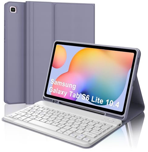 SENGBIRCH Funda con teclado para Samsung Galaxy Tab S6 Lite 10.4 2024/2022/2020, disposición italiana QWERTY teclado Bluetooth magnético desmontable para Samsung Tab S6 Lite 10.4'' 2024, violeta