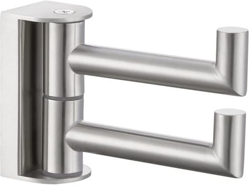 APLusee Doppelter drehbarer Handtuchhaken aus gebürstetem Nickel, 304 Edelstahl, zusammenklappbar, mit mehreren 2 drehbaren Armen, Wandmontage