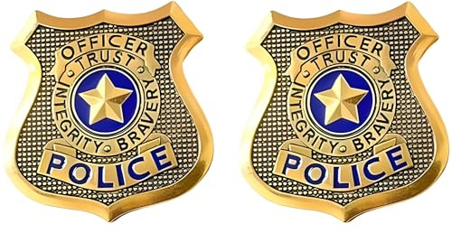 2 insignias de policía de Estados Unidos, accesorios de cosplay de policía, pin de insignia de policía, insignia de sheriff, pin de insignia de policía, 6 cm, Metal Esmalte, Ágata