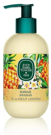 EYÜP SABRİ TUNCER Hand- & Körperlotion Olivenöl Hawaiianische Ananas 280ml | Natürliches Olivenöl, Feuchtigkeitspflege, Für Alle Hauttypen, Mit Vitamin E