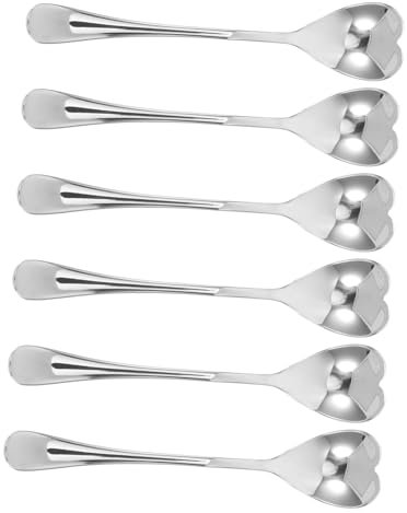 Ciieeo 6 Cucharas De Acero Inoxidable Corazón Cucharillas Para Café Postre Mermelada Mango Largo