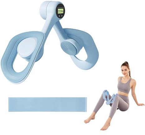 Kegel Pelvic Floor Trainer for Women - Leg Strengthener with Intelligent Screen Display for Counting with 25LB Resistance Band, Anti-Slip & 360° Rotation Pelvic Floor Exercise Devices (Blue)