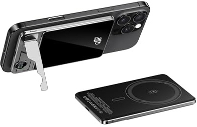 ZAPLYR Power Bank Magnetico Wireless Caricatore Portatile con PD 20W USB-C, Ricarica Rapida, Display LCD e Supporto Pieghevole per iPhone 16/15/14/13/12 Pro/Pro Max (sottile, unità, 5000)