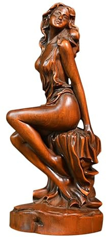 Yardenfun Goddess Statue Ornament Wooden Decor Pagan Home Decor Statue for Living