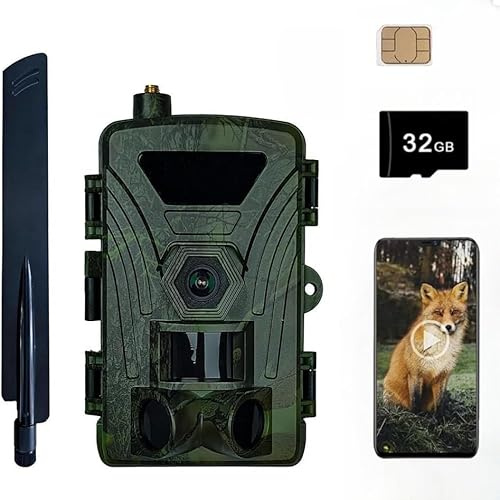 4G LTE Wildkamera mit SIM Karte, 4K/60MP Video, Handyübertragung APP, Live Übertragung, Bewegungssensor, Nachtsicht, 0,1s Auslösezeit - Wildtierkamera für die Jagd, Überwachungskamera für die Natur