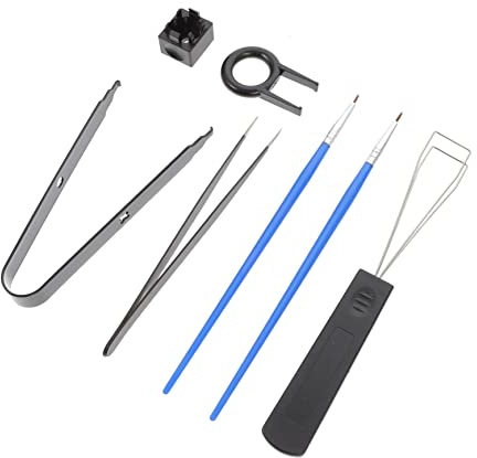 Operitacx 1 Juego Kit de Herramientas para Teclados Mecánicos con Extractor de Teclas y Pincel de Accesorios para Limpieza Color de Accesorios Aleatorio Color Aleatorio