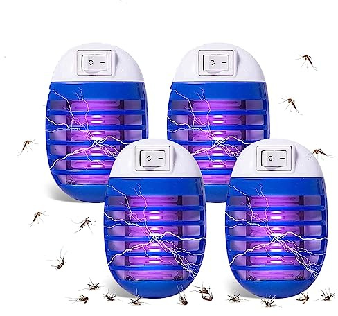 Anti Mouche Electrique Lampe Anti Moustique Interieur, Lampe Anti Moustique Electrique UV Tue Mouche Tue Mouche Eléctrique Cuisine,Chambre à Coucher,Salle à Manger(Lot de 4)