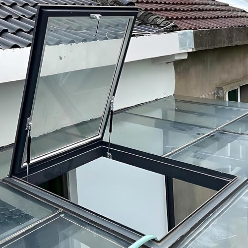 LYMGRZ Puits de lumière Manuel en Alliage d'aluminium pour toits, fenêtres de Remplacement Coupe-Vent et étanches pour greniers, balcons, Bureaux, sous-sols (L x H 70 x 50 cm)