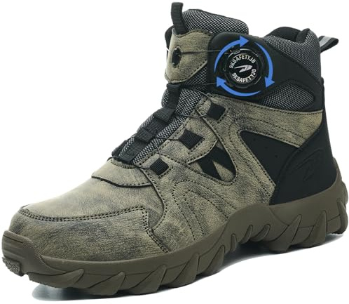 GUDECIUS Scarpe Antinfortunistiche Uomo Donna Scarpe da Lavoro Stivali di Sicurezza Scarpe Sicurezza con Punta in Acciaio Traspiranti Antiscivolo Comode Verde 44 EU
