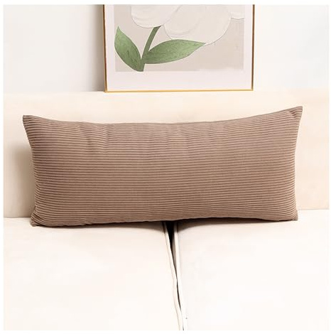 Kissenbezug 30x50 30x60 30x70 für Nackenstützkissen, Kissenhüllen 40x60 Couch, Rechteckig Sofakissen 50x70 Bezug Grau Beige Zierkissenbezug, Kissenhülle für Couch Sofa(Leichter Kaffee,35x70cm)