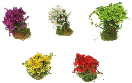 MALUGOGO 5 arbustos de resina en miniatura para mesa de arena, micro paisaje, mini adornos artificiales para modelo, ferrocarril, casa de muñecas, jardín, aldea, decoración de flores