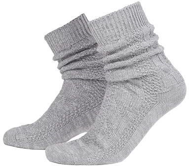 Adisno Calze Tracht per Uomo,Calze Tracht Corte per Uomo con Classico Disegno a Treccia (Grigio melangé, 43-46)
