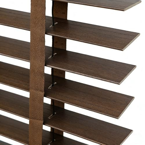 Real Wood Blinds for Indoor Windows, Horizontal Venetian Blinds, Made to Measure 60 80 100 120 140 160cm Room Darkening Privacy Window Shades for Home Bedroom Living Room Office(Dark coffee)