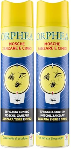 Orphea Spray contro Mosche, Zanzare e Cimici, Con Estratto di Eucalipto - 400 ml (Confezione da 2)