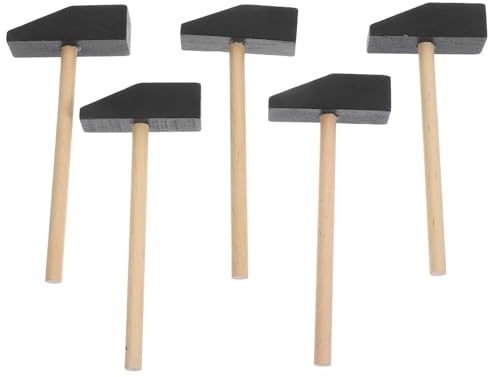 HAPINARY 5Pcs Mini Wooden Hammer Set for, Solid Wood Handle Mallets, Safe DIY Tools for Birthday Party and Building Blocks Play