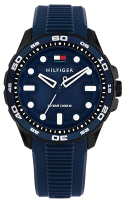 Tommy Hilfiger Regatta - Reloj de Pulsera de Cuarzo para Hombre, Correa de Silicona, Bisel Giratorio, Resistente al Agua hasta 100 m, Reloj Moderno y Llamativo, Regalo para él, 42 mm