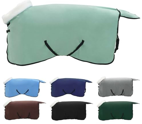 vidaXL Manta para Caballo Verde Oscuro Completo 115 cm Forro Polar, Manta Moderna para Caballos, Invierno, Forro Polar, Equipo Ecuestre, cálido, Ajustable