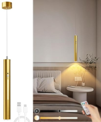 TRUYOK Akku Pendelleuchte mit Bewegungsmelder LED Dimmbar Hängelampe mit Fernbedienung Touch Steuerung Magnetische Hängeleuchte Innen Nachtlicht für Esstisch Küche Bar Nachttisch Schlafzimmer