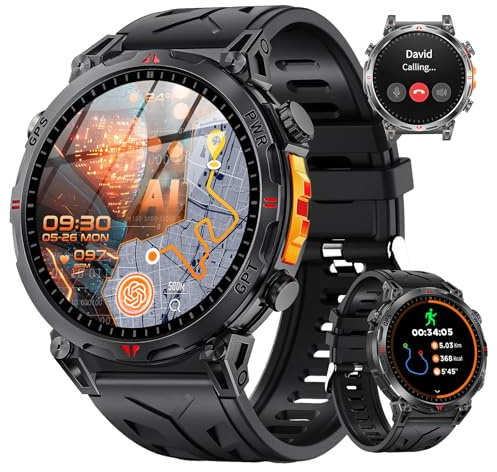 Rmana Reloj Inteligente Hombre con GPS, 1.6 AMOLED Pantalla Táctil Smartwatch Hombre, Llamadas Bluetooth/ChatGPT/IA/100+ Modos Deportivos, Reloj Deportivo Android iOS