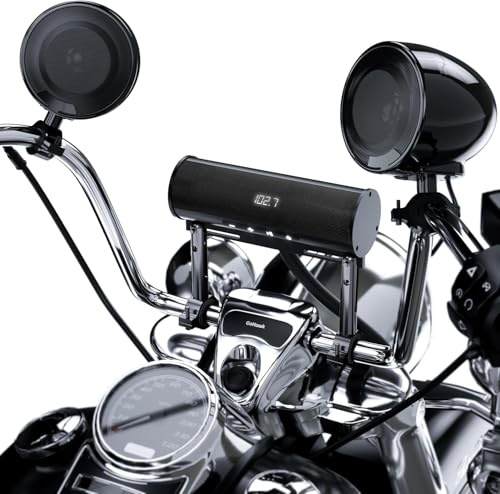 GoHawk Stereo Bluetooth impermeabile per moto, 4 altoparlanti con altoparlanti da 4,5 pollici, amplificatore integrato MP3 lettore musicale sistema audio w/USB e radio, ideale per Harley e ATV