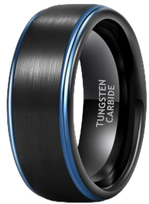 TIEHOKTW Herrenringe Wolframcarbid 6MM/8MM mit Gravur, Verlobungsring Schwarz Matt Ohne Stein Ehering Modeschmuck für Herren Gr. 52-70