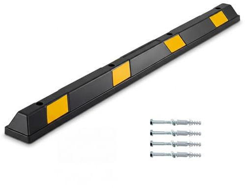 COSTWAY Radstopper aus Gummi, Einparkhhilfe 184 cm, Parkplatzbegrenzung bis 3000 kg Belastbar, Parkbegrenzung mit gelben Reflektorstreifen, Parkplatzsperre für Garage, Parkplatz (1 er Set)