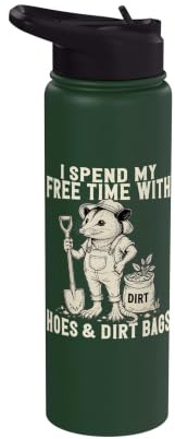Hoes Dirt Bags Funny Gardening Pun Sarcastic Possum Stainless Steel Insulated Water Bottle