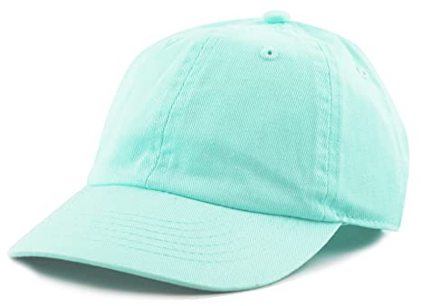 The Hat Depot Kids Washed Low Profile Cotton and Denim Plain Baseball Cap Hat (2-5 yrs, Aqua)