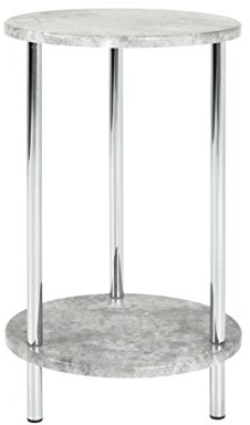 HAKU Beistelltisch rund betonoptik Chrom MDF Metall runder Couchtisch - Maße: H 50 x Ø 30 cm Style: Modern