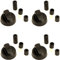 DeClean Drehknopf Drehgriff Knebel Schwarz mit Adaptern Herd Kochfeld Backofen Herdknöpfe mit Adaptern Set mit 4 Drehknöpfe Universal einsetzbar