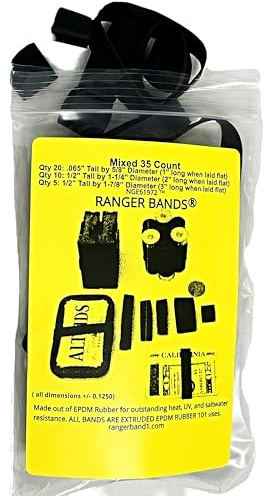 Ranger Bands® 35 Count Mixed Count Made from EPDM Rubber for Survival and Strapping Gear Made in The USA Tactical Rubber Bands, Heavy Duty Rubber Bands Black.