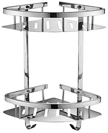 SHOW Mensola Angolare per Doccia in 304 Acciaio Inox, 2 Piani Mensola ad Angolo Stoccaggio Portaoggetti da Bagno, Cestino portaoggetti da Doccia