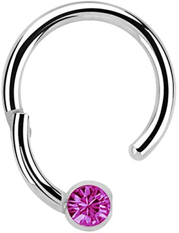 Modern Nature Piercing-Schmuck Lippenpiercing 316l Stahl Ring BCR, Clicker 1,2 mm mit 3 mm Steinplatte