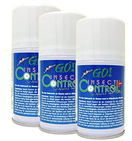 GO! Insect Control VORRAT: 3x Spray-Dosen zu 250ml - (3er-Pack) Insekten-Spray zur Fliegenabwehr gegen Schnacken, Fliegen, Wespen, Stechmücken u.a.. (Gänseblümchen-Extrakt) …