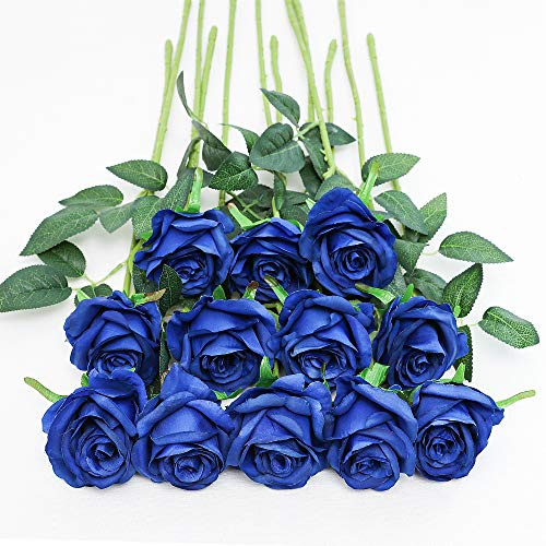 Tifuly 12 Stück künstliche Rosen, künstliche Seidenblumen mit einfachem Stiel, 40,6 cm, realistische Blume für Party, Garten, Familie, Hotel, Hochzeitsdekoration, Blumendekor