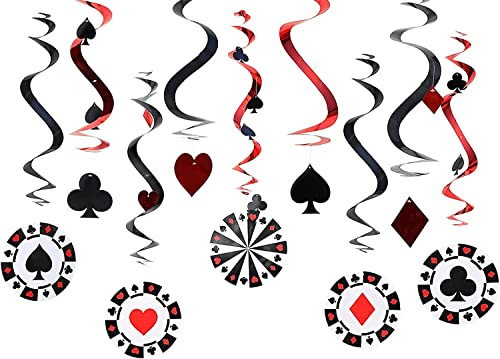 Happium 9 Stücke Poker Hängende Wirbel Casino Party Swirl Dekorieren Poker Wirbel Girlande Hängende Dekoration Decke Spiralen Dekoration für Casino Poker Motto Party Dekoration Geburtstag Karneval | Swirl Dekorieren Poker Swirl Girlande Decke Spiralen Dekoration Casino Poker Motto Party Geburtstag Karneval
