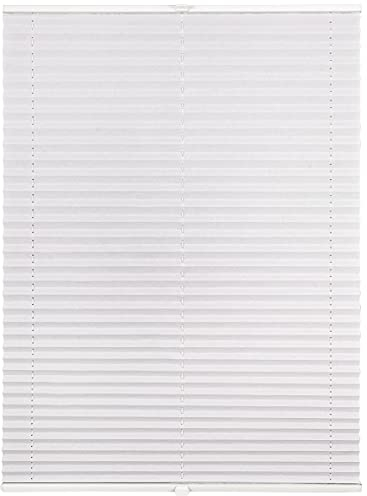 ondeco Plissee auf Maß Crushed-Optik für alle Fenster innen, Montage in Glasleiste mit Spannschuh, Sonnenschutz-Rollo lichtschutz und Blickdicht Weiß B: 61-70 cm, H: 40-100 cm