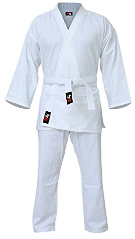 G4 Karate Gi Aikido Training Uniform Set - Adult Student with Free Belt, White and Black Martial Arts Suit White 0/130cm