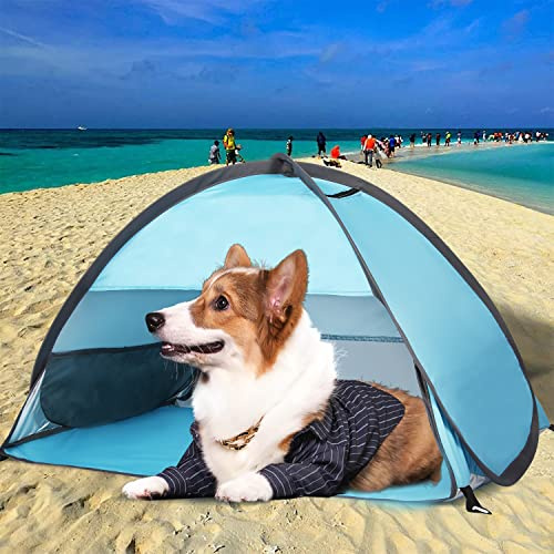 Pop-Up-Strandzelt für Hunde, Mini-Kopfzelt, kann befestigt Werden, für kleine Hunde, Sonnenschutz, Unterschlupf für Katzen, wasserdichter und atmungsaktiver Handy-Ständer mit Nägeln