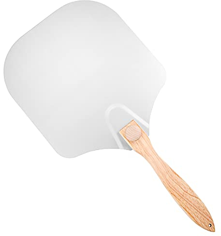 Pizza Peel with Foldable Wood Handle, Aluminum alloy Pizza Spatula, Pizza Paddle, Easy to Clean