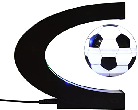 SYFUNLV Globo flotante magnético,Bola giratoria de la Tierra,Globo flotante con luces LED, Decoración del hogar Oficina Decoración Geografía Educativa Juguetes Infantiles Regalo (fútbol)